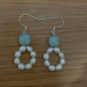 Gemsstone earrings. Silver. 2in